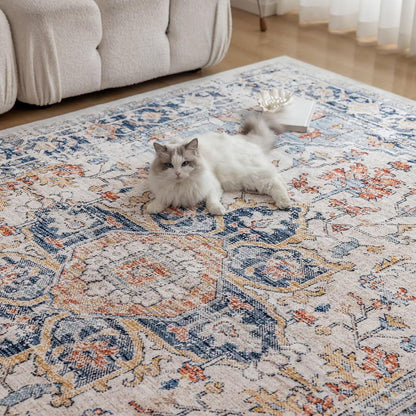 CHOSHOME Waschbarer Teppich Vintage 80x150CM Schlafzimmer Wohnzimmer