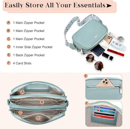 WACCET Umhängetasche Damen PU Leder Crossbody Bag Verstellbarer Schultergurt Handtasche