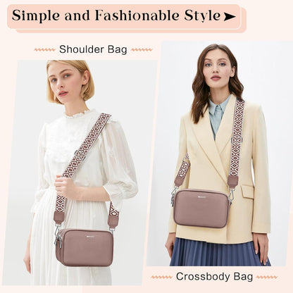 WACCET Umhängetasche Damen Schultertasche PU Leder Crossbody Bag Verstellbarer