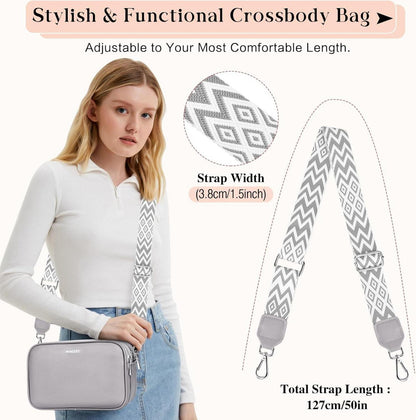 WACCET Umhängetasche Damen Crossbody Bag Kartenfächer PU Leder Modern Blau