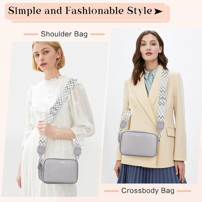 WACCET Umhängetasche Damen Crossbody Bag Kartenfächer PU Leder Modern Blau