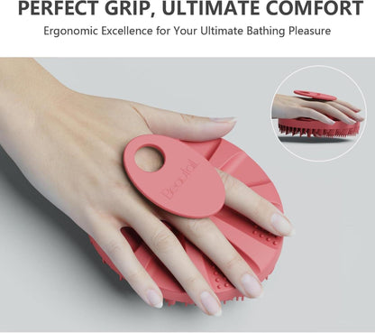 BEAUTAIL Silikon Körperbürste Sanftes Peeling, Empfindliche Haut, Badebürste, Rutschfester Griff, Rosa