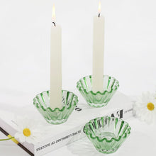 Kerzenhalter Glas 3er Set Stabkerzenhalter Grün Tischdeko
