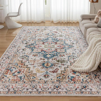Waschbarer Vintage Teppich 120x170CM Beige - Rutschfest & Weich