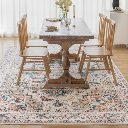 Waschbarer Vintage Teppich 120x170CM Beige - Rutschfest & Weich