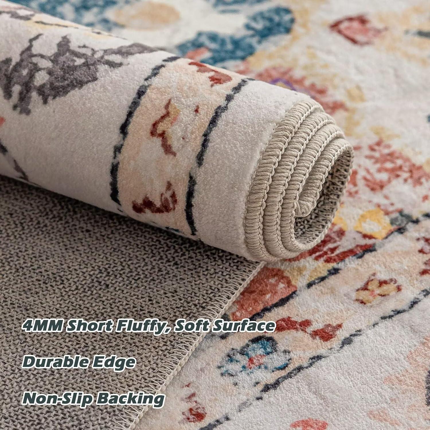 Waschbarer Teppich Vintage Kurzflor 120x170CM Beige