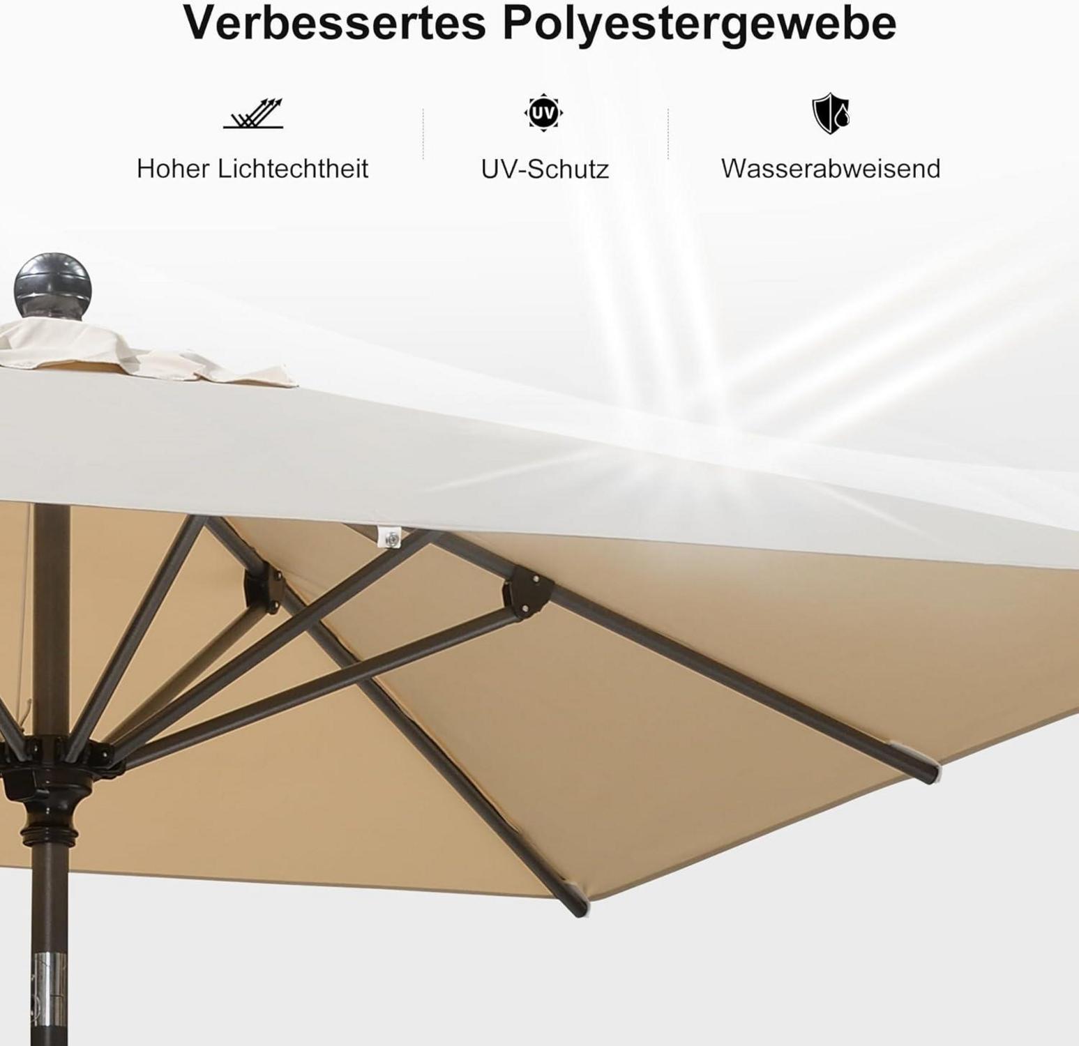 PURPLE LEAF Sonnenschirm 250x250cm Beige Aluminium Kurbelschirm UV-beständig