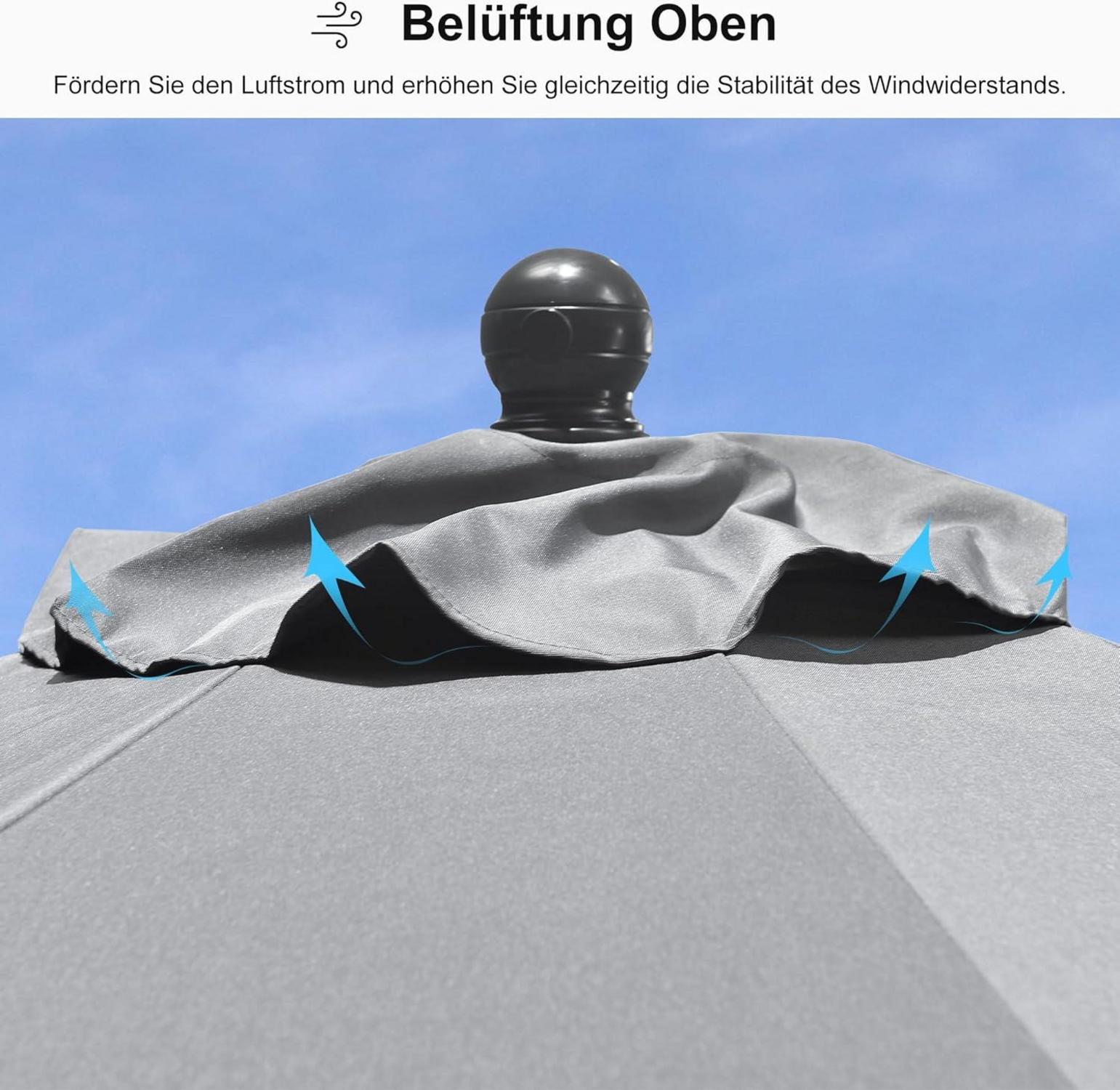 Sonnenschirm 245 cm Knickbar Balkonschirm Kurbel Marktschirm Aluminium