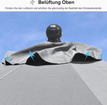 Sonnenschirm 245 cm Knickbar Balkonschirm Kurbel Marktschirm Aluminium