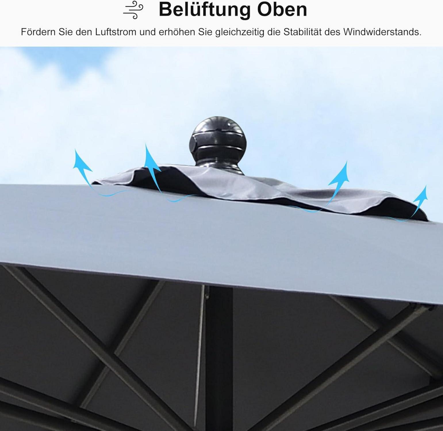 Sonnenschirm 180 x 120 cm, Balkonschirm neigbar, Rechteckig