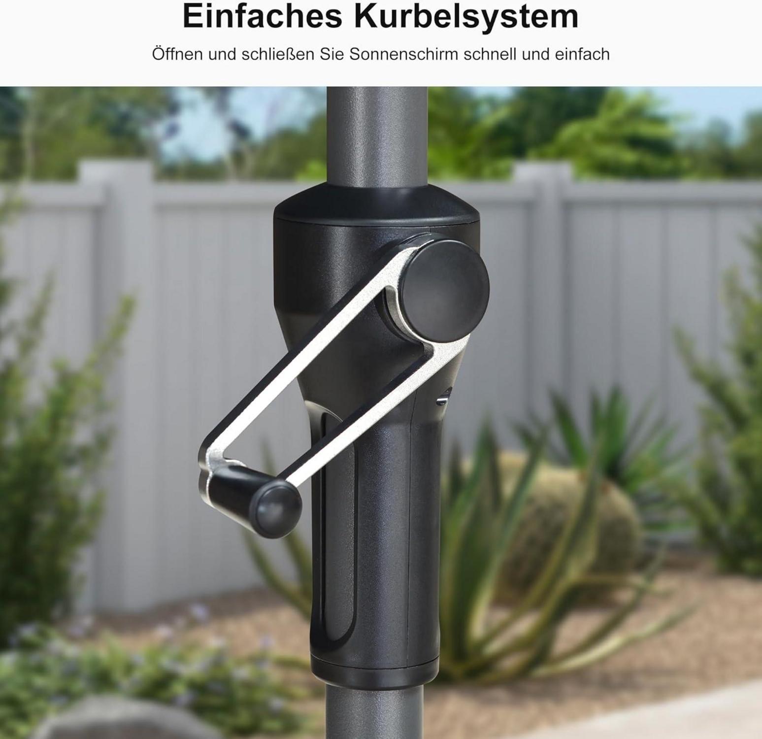 Sonnenschirm 350cm Aluminium Kurbel Gartenschirm Balkon UV wasserabweisend