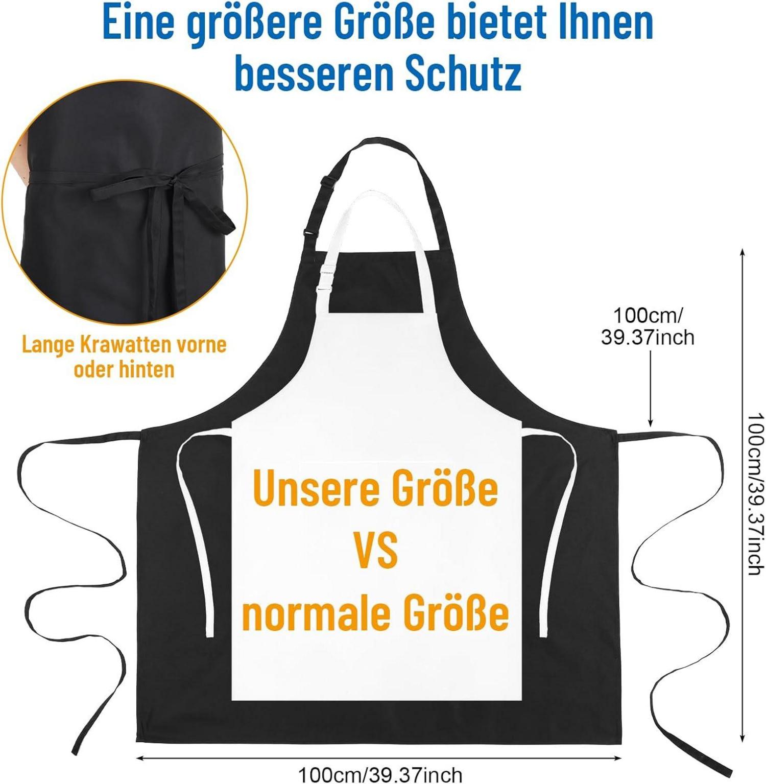 Livdouyu Schwarze Übergröße Küchenschürze mit