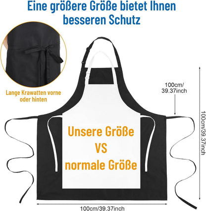 Livdouyu Schwarze Übergröße Küchenschürze mit