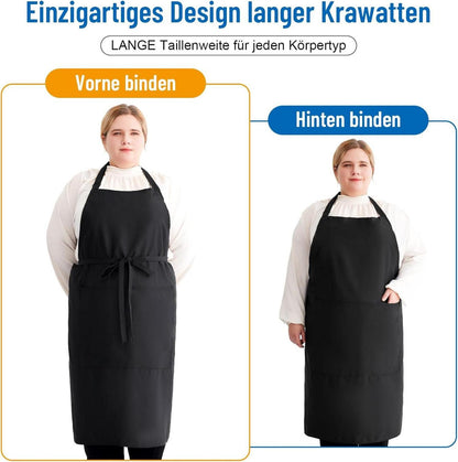 Schürzen Übergröße Damen Schwarz Einstellbar Kochschürzen Wasserdicht