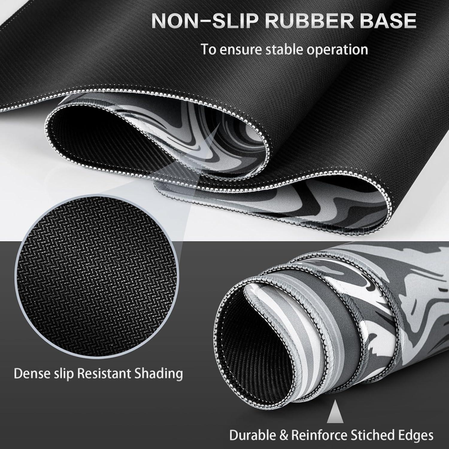 Abetcabe XXL Gaming Mauspad 900x500x3mm Schwarz-Grau Fluid-Kunstdruck