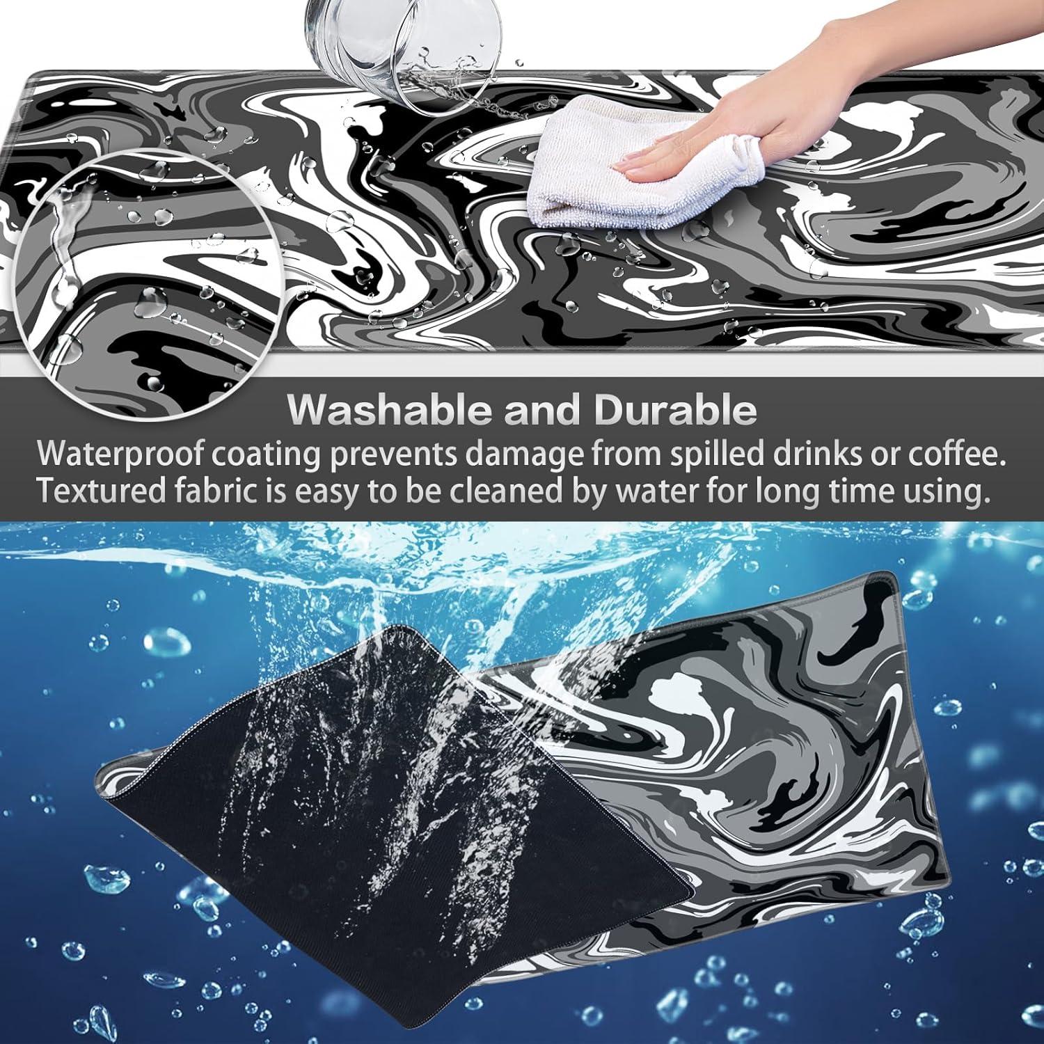 XXL Gaming Mauspad 900x500x3mm Fluid Art groß vernähte Kanten wasserdicht