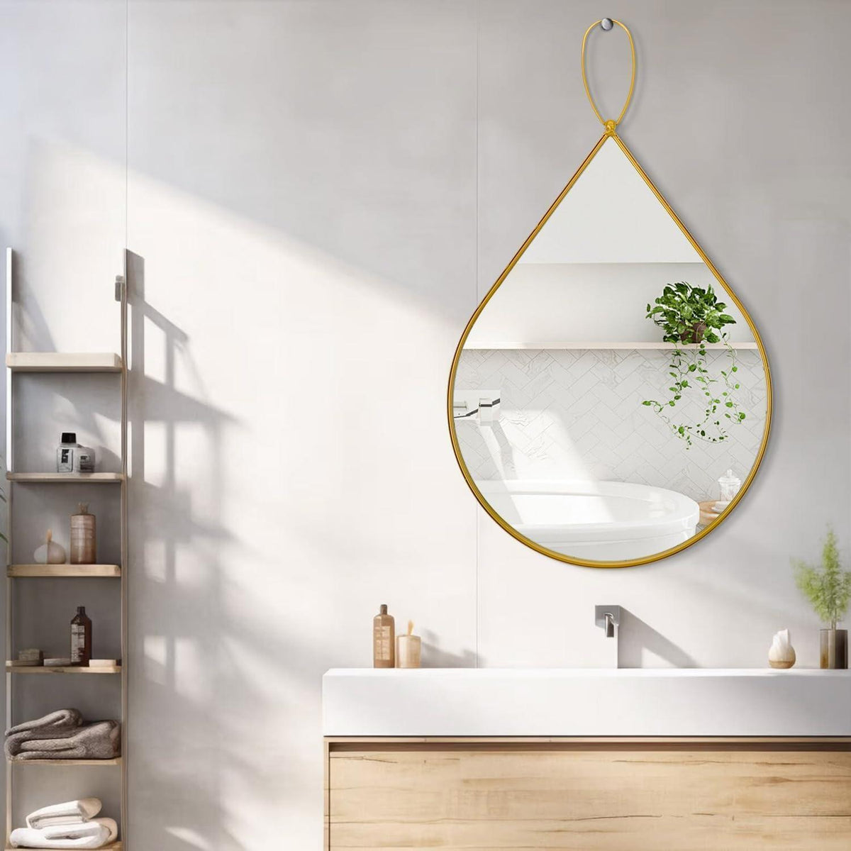 Gold Wandspiegel Modern 65x45 cm Badezimmer Spiegel