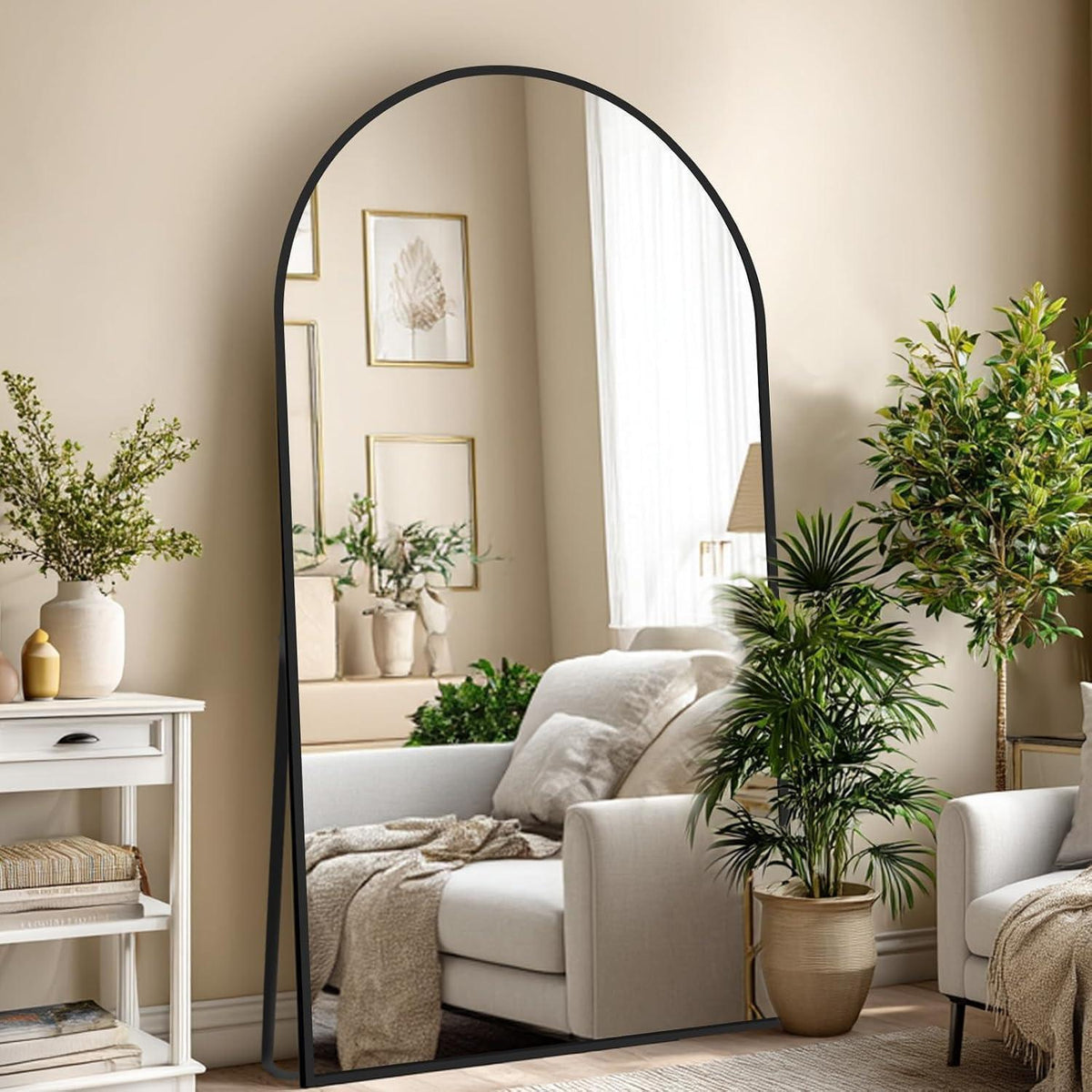 Ganzkörperspiegel Bogenförmig 200x100cm Schwarz