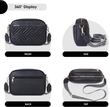 Gesteppte Damen PU Leder Umhängetasche Crossbody Bag Verstellbarer