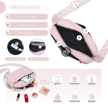 Gesteppte Damen Umhängetasche aus veganem PU-Leder, Crossbody Bag mit RFID-Schutz