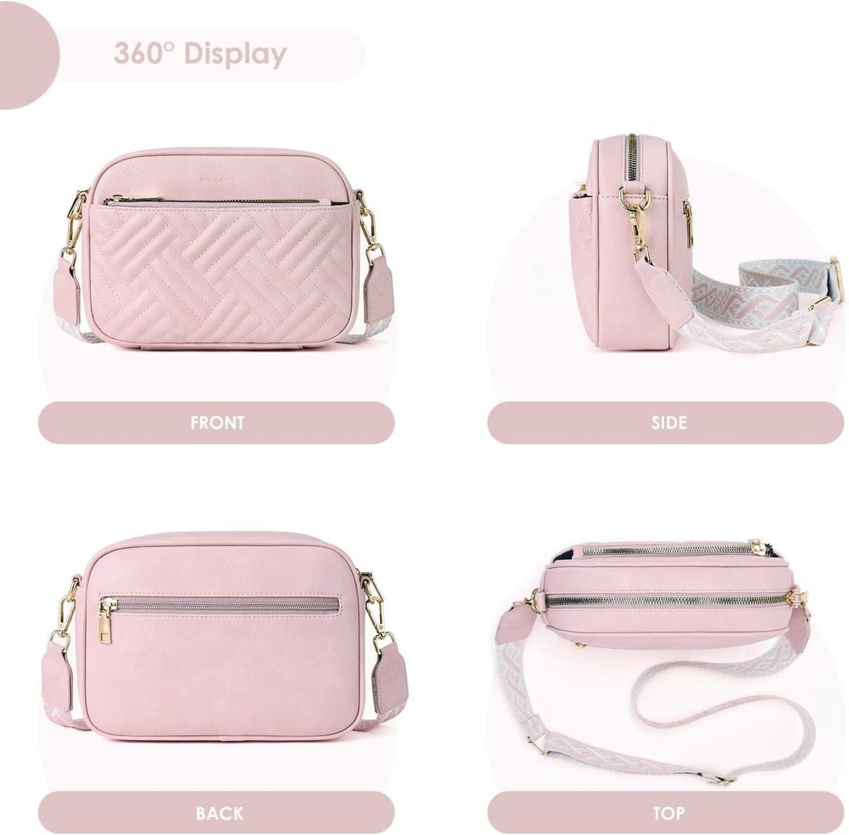 Damen Quilted PU Leder Umhängetasche mit RFID Schutz