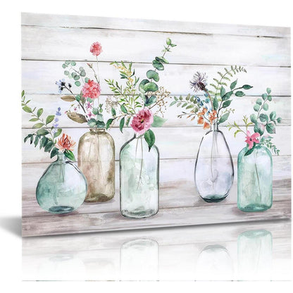Rustikale Botanische Wandbilder Blumen Leinwand Deko 30x40cm