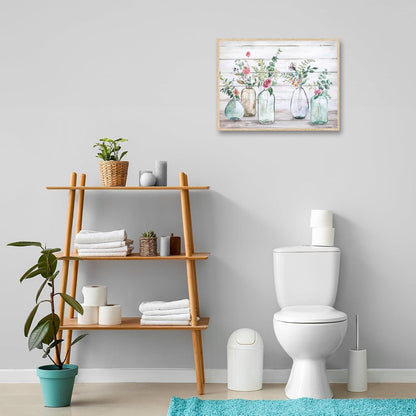 Rustikale Botanische Wandbilder Blumen Leinwand Deko 30x40cm