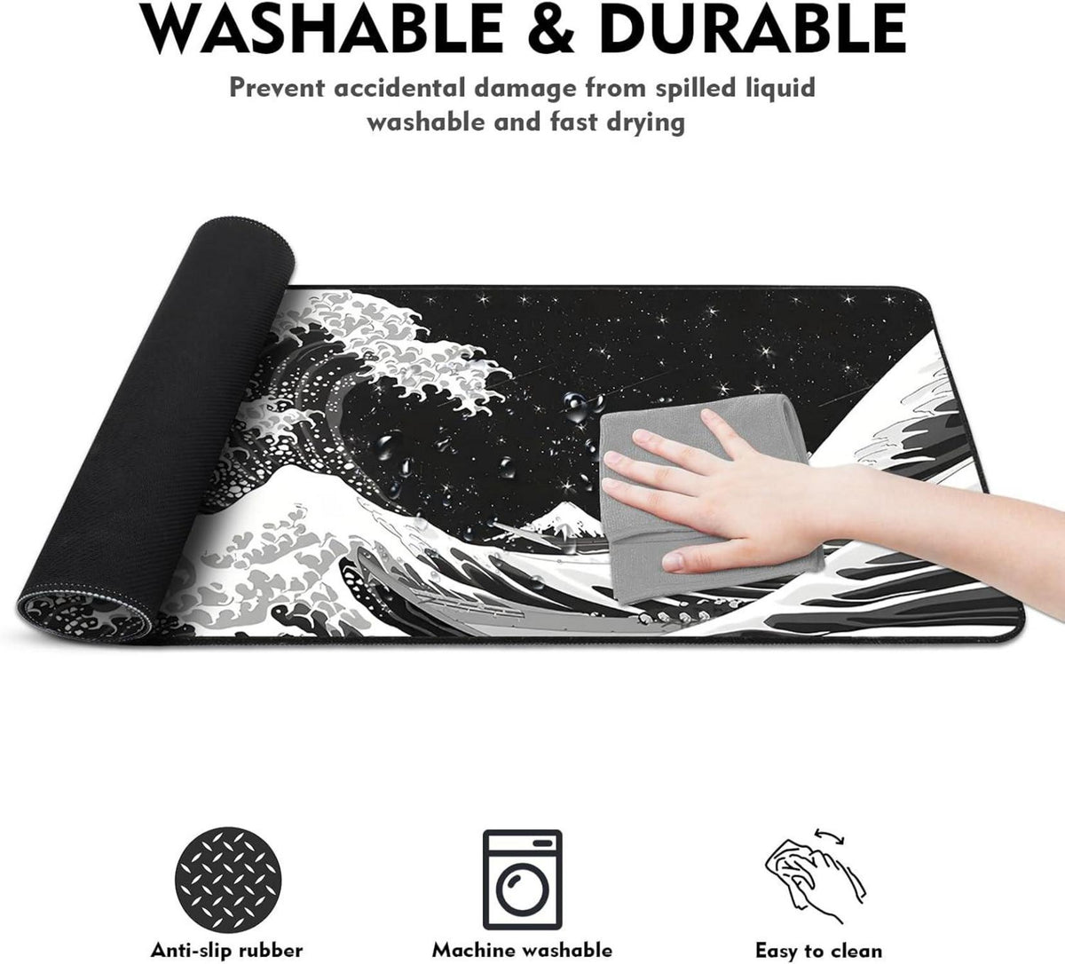 Gaming Mauspad XXL 900x400mm Rutschfeste Unterlage Meereswelle 90x40cm