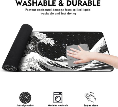 Gaming Mauspad XXL 900x400mm Rutschfeste Unterlage Meereswelle 90x40cm
