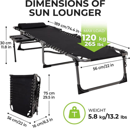 FUNDANGO 2er Sonnenliege Klappbar 5-Position Gartenliege mit