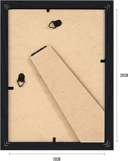 Bilderrahmen Set 10x15cm Schwarz 2er Pack mit Passepartout Holzrahmen Acrylglas