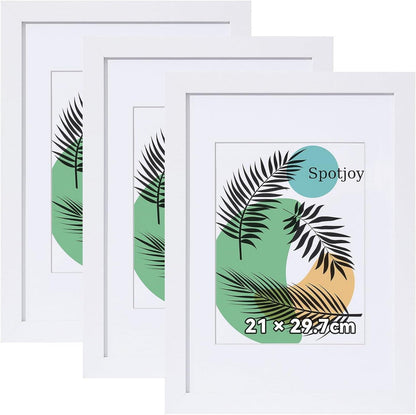 Bilderrahmen Set 3er DIN A4 Weiß Holzrahmen mit Acrylglas