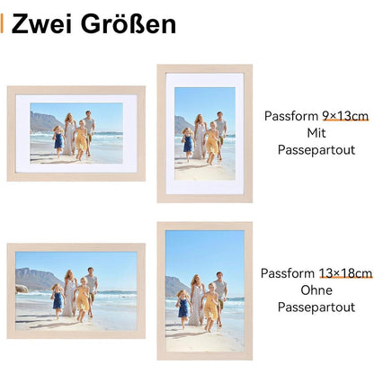 Bilderrahmen 13x18cm Weiß mit Passepartout Holzrahmen