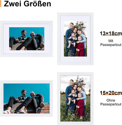 Spotjoy Bilderrahmen 15x20cm Weiß 2er Set Passepartout
