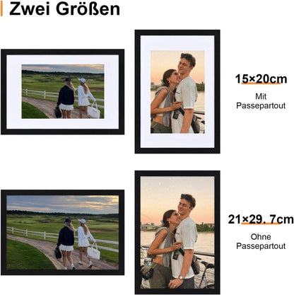 Spotjoy Bilderrahmen DIN A4 2er Set – Schwarz Holzrahmen mit