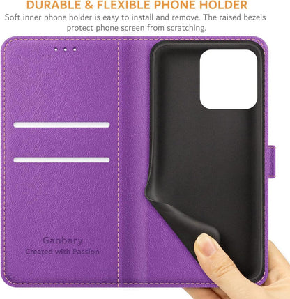 Handyhülle Honor X8b Premium Leder Klapphülle Violett