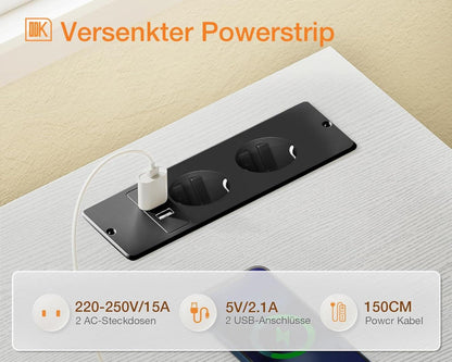 ODK L-Form Schreibtisch mit LED Monitorständer & Schubladen 174x100cm