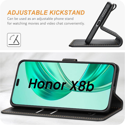 Honor X8b Handyhülle Leder Schwarz mit Kartenschlitzen & Standfunktion