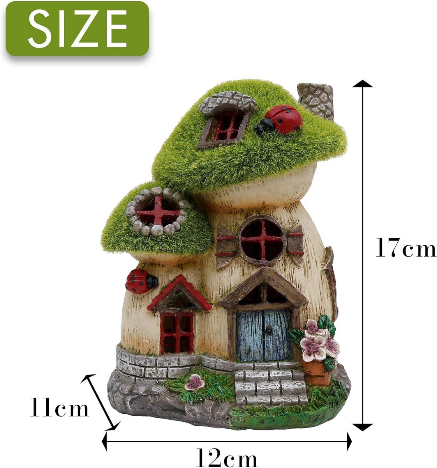 Gartendeko Solarfeenhaus Pilz Solarlampe Mutter Tochter Geschenk 16cm