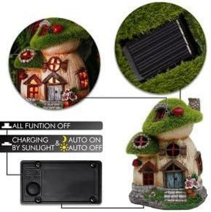 Gartendeko Feenhaus Solarlampe Kunstharz Mutter Tochter Geschenk
