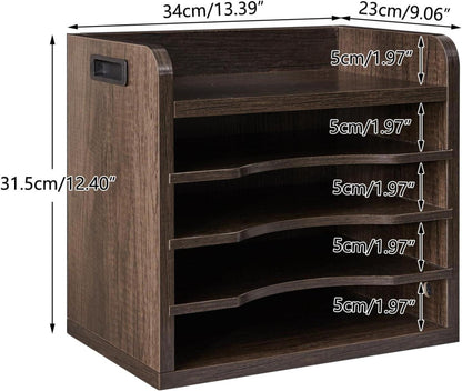Schreibtisch Organizer Holz A4 Dokumentenablage 5 Fächer Grau