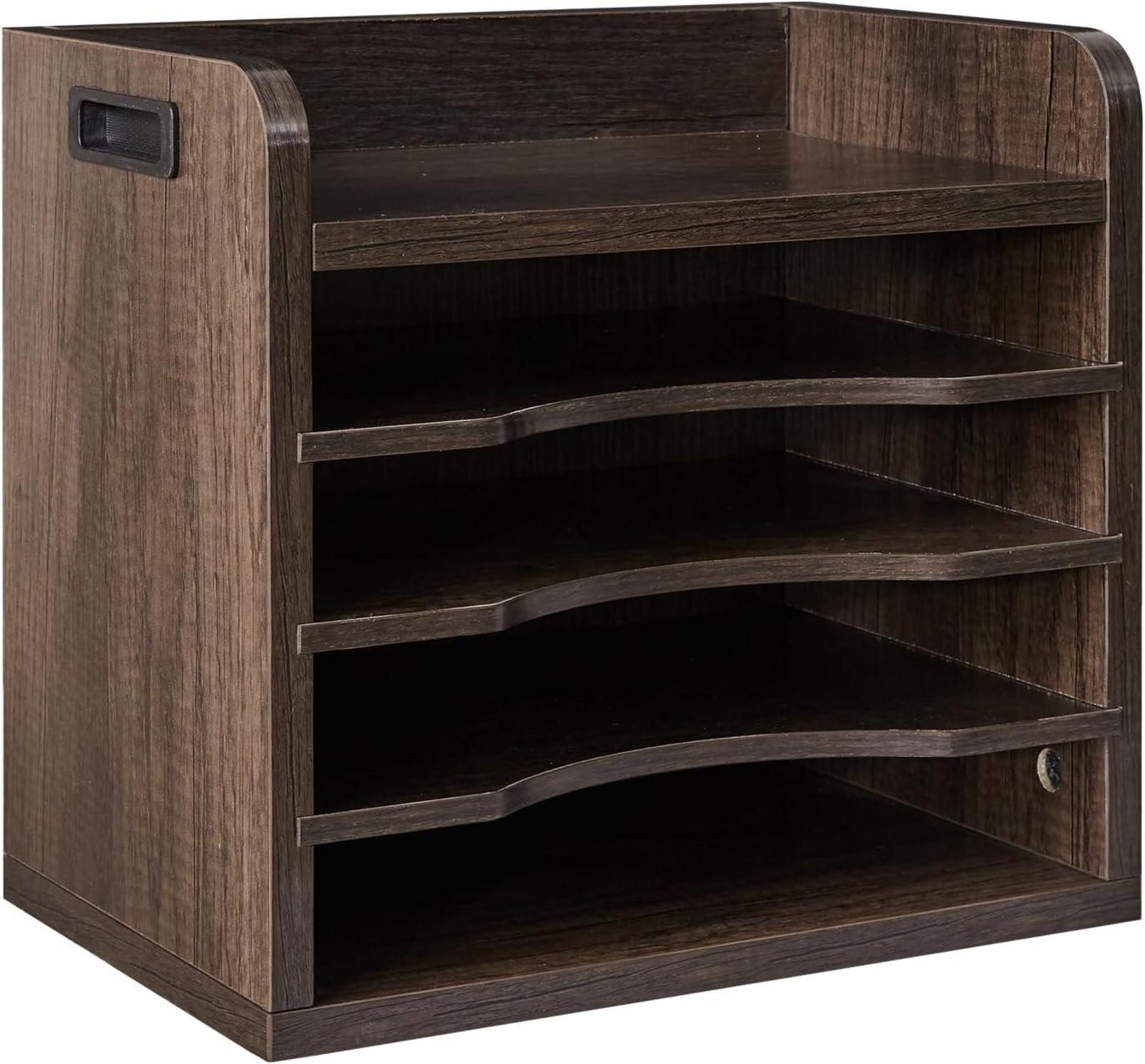 YMYNY Schreibtisch Organizer aus Holz mit 5 Fächer A4 Grau