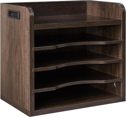 YMYNY Schreibtisch Organizer aus Holz mit 5 Fächer A4 Grau