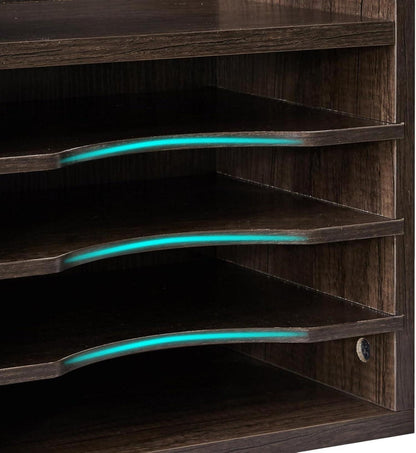 Schreibtisch Organizer Holz A4 Dokumentenablage Aktenmagazin Grau