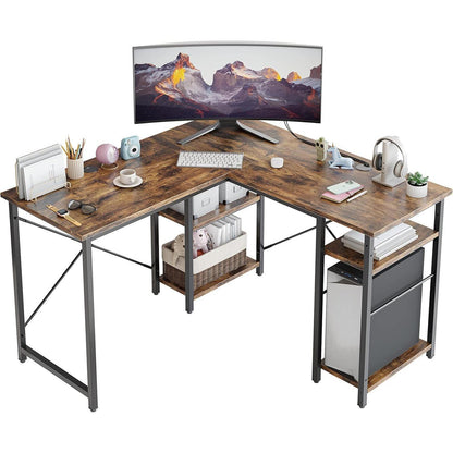 L-förmiger Schreibtisch mit Regalen, Reversibel