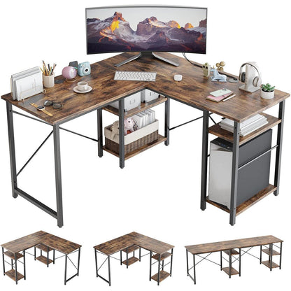 L-förmiger Schreibtisch mit Regalen, Reversibel