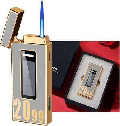 Solar-Feuerzeug nachfüllbar Schwarz Gold Geschenkbox