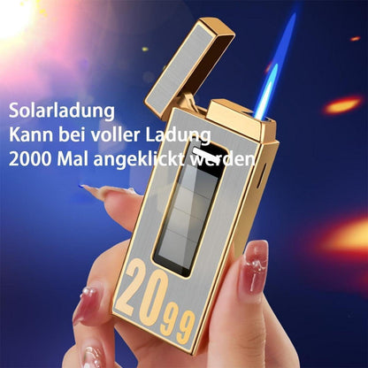 Solar-Feuerzeug nachfüllbar Schwarz Gold Geschenkbox