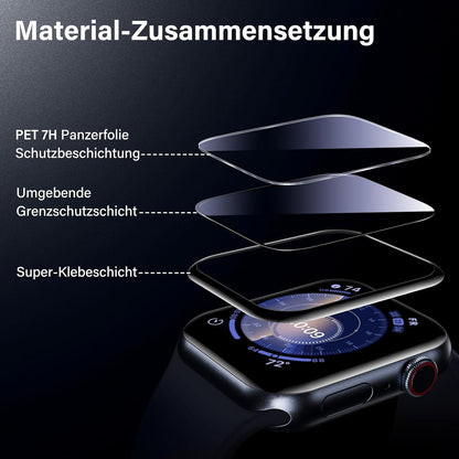 2x Panzerfolie für Apple Watch 45mm - 7H Schutzfolie & Klarheit