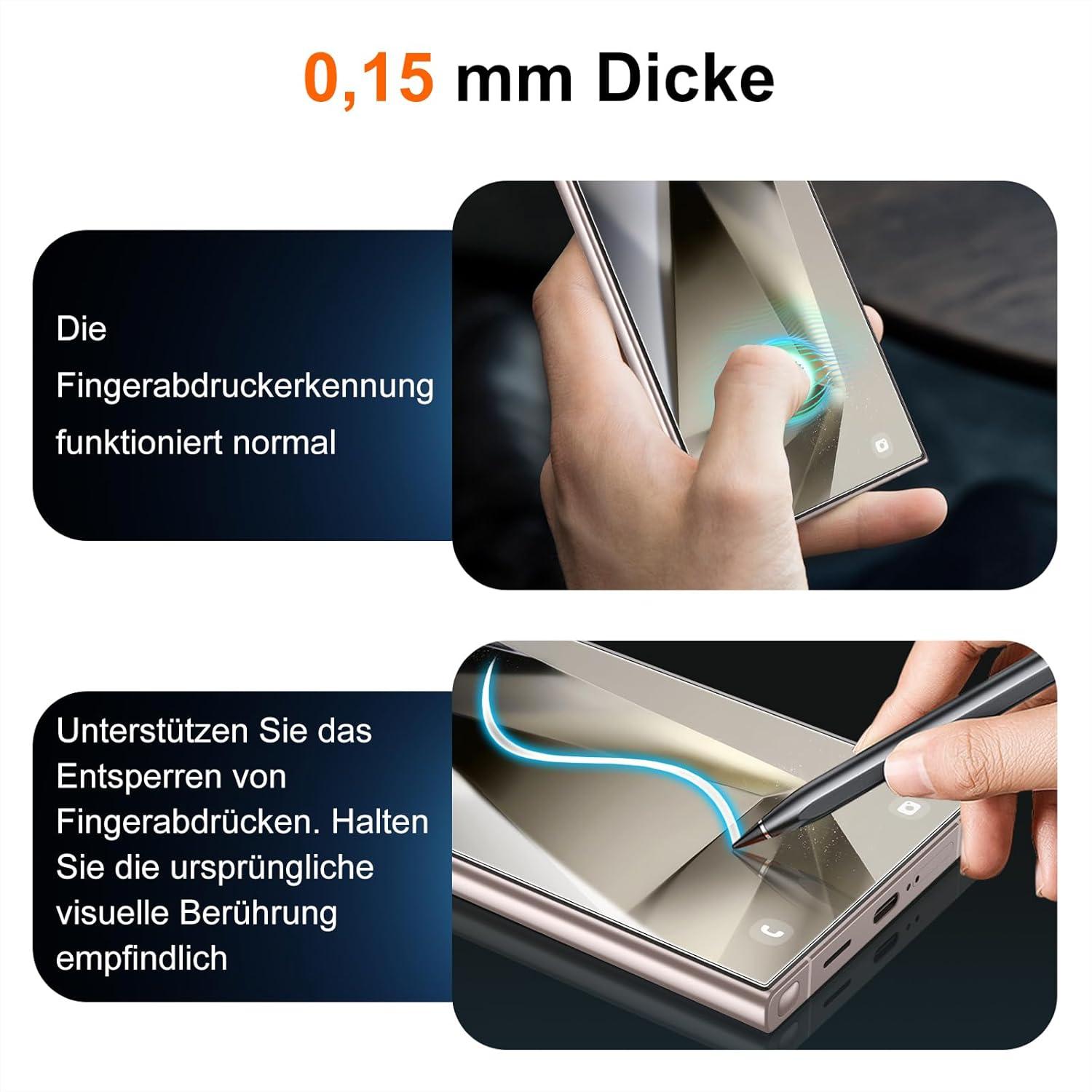 Displayschutz Samsung Galaxy S24 Ultra Schutzfolie 2 Stück Waterproof